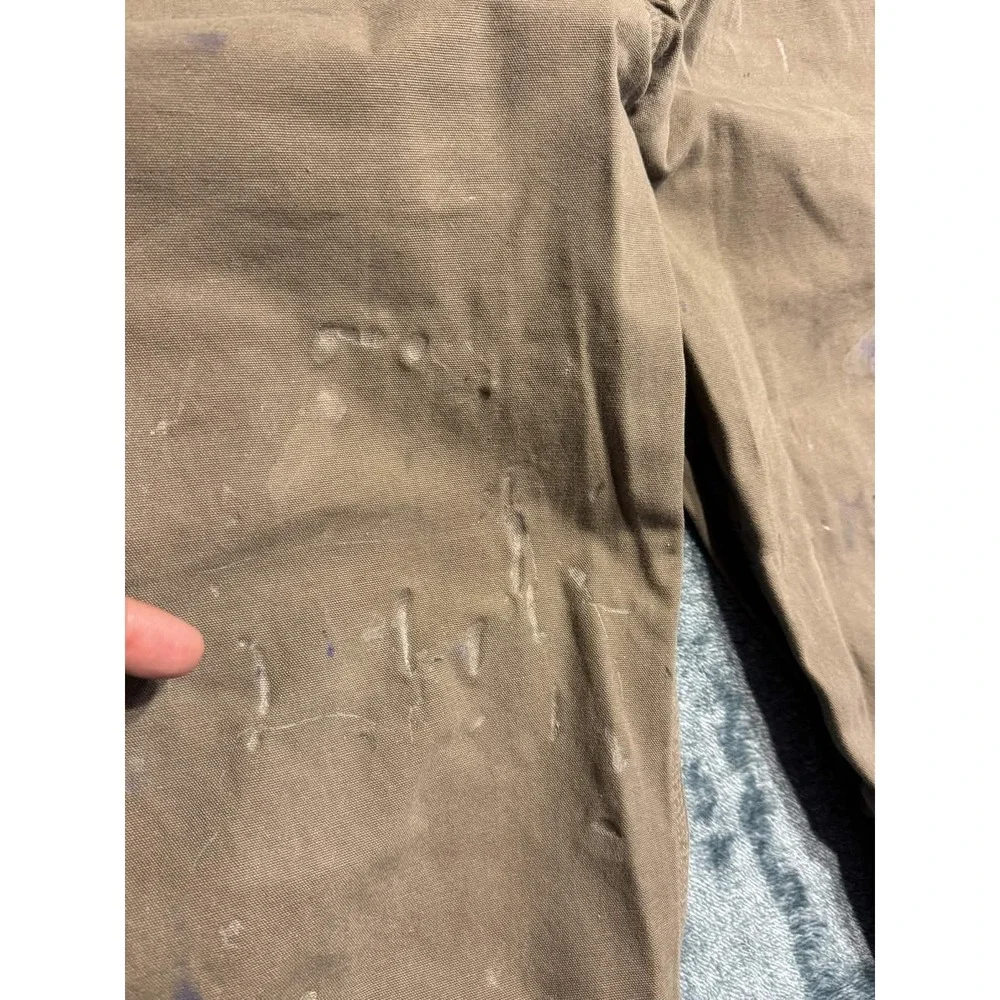 Carhartt Carpenter Work Pants Mens 35x31 Brown Canvas Stained Painter Utility